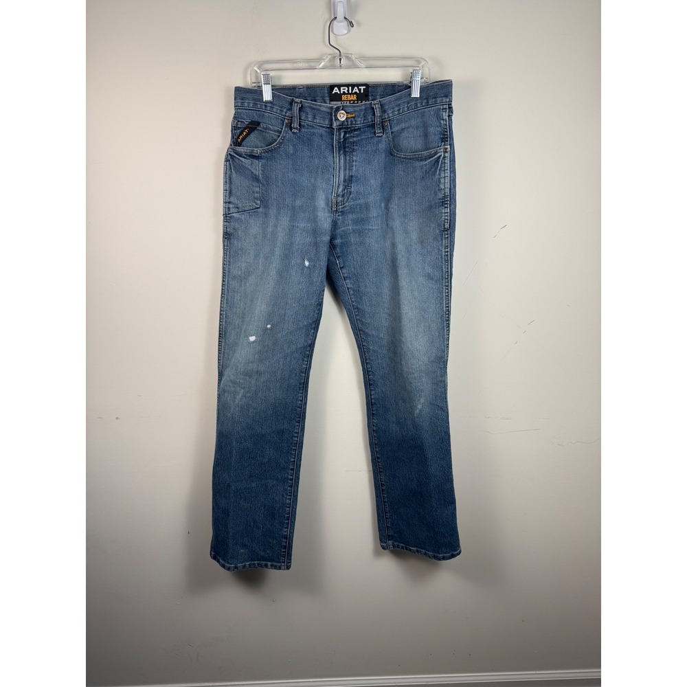 Ariat Rebar M4 Mens Blue Denim Low Rise Boot‎ Cut Work Jeans 33x32 Medium Wash